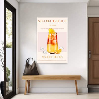 Sex On The Beach Cocktail 1 Piece Wrapped Canvas Wall Art