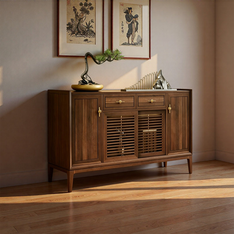Buffet en bois de frêne, H 35,43 po x l 55,12 po x P 14,96 po