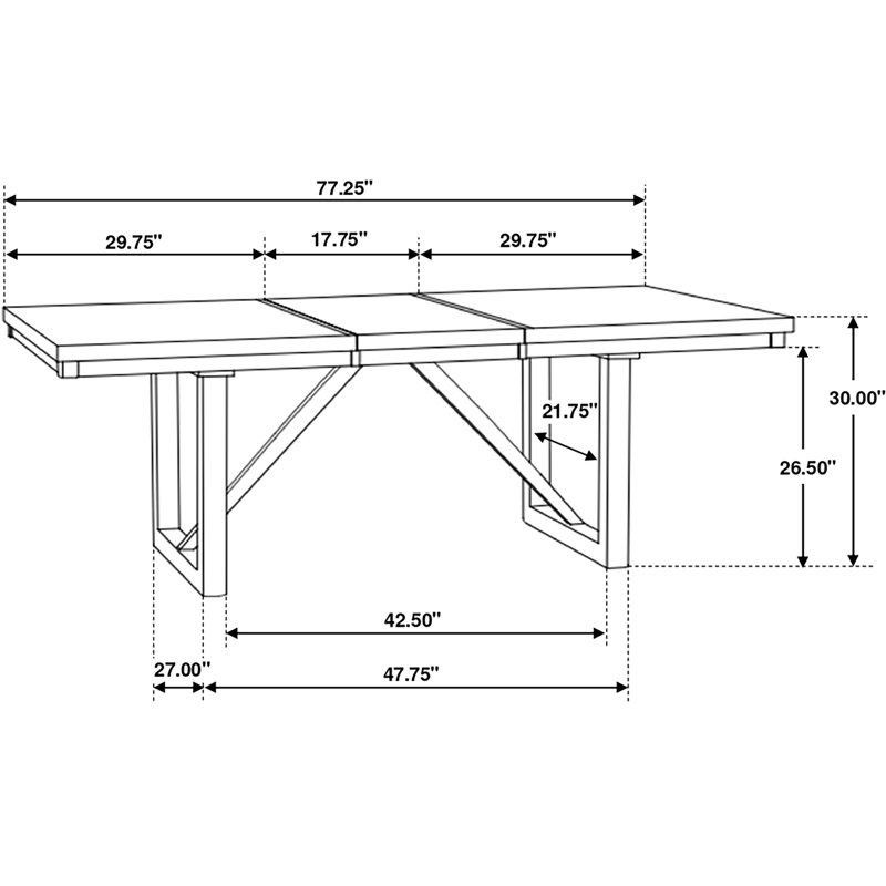 Mobilier de salle à manger rectangulaire extensible de 5 pièces comprenant un plateau de table en placage de noyer Sappy, une rallonge en métal et des chaises rembourrées en tissu brun