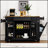 Fluted Kitchen Island with Trash Can Storage, Power Outlets, and Rolling Wheels for Enhanced Mobility and Organization-1580879441