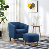 Upholstered Barrel Chair with Ottoman