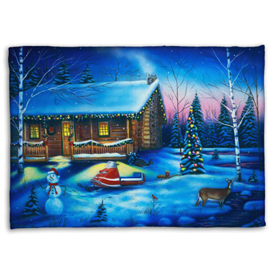 Coral Fleece Blanket, Holiday Gathering by Geno Peoples