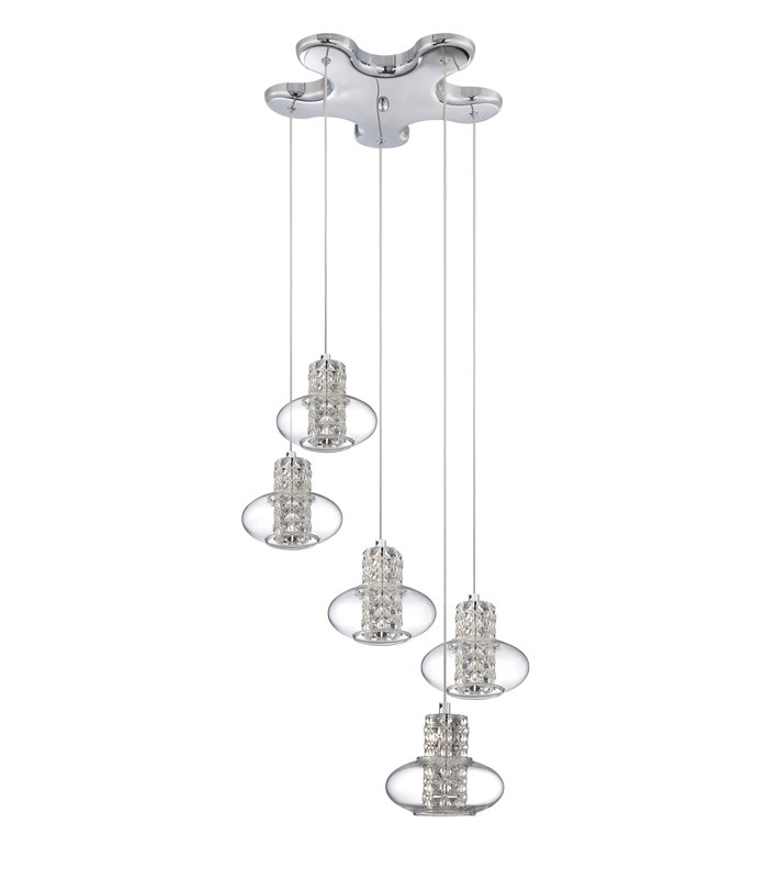 Luminaire suspendu géométrique 5 lumières grappe Aria