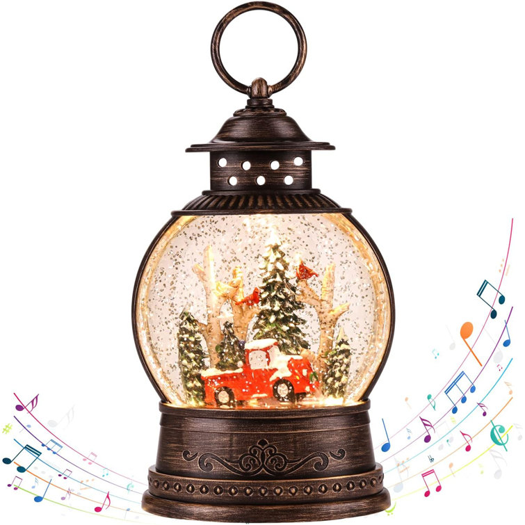 The Holiday Aisle® Christmas Musical Snow Globe Lantern Spinning Water  Glittering Snowman With Holiday Tree Scene, Battery & USB Powered Light For  Home Decoration