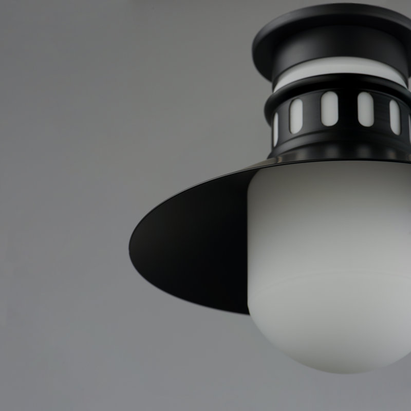 12'' W 1 - Bulb Outdoor Semi Flush Mount, Black