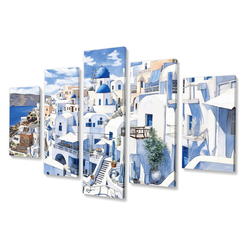 Norfleet - Greece Canvas Wall Art - 5 Panels