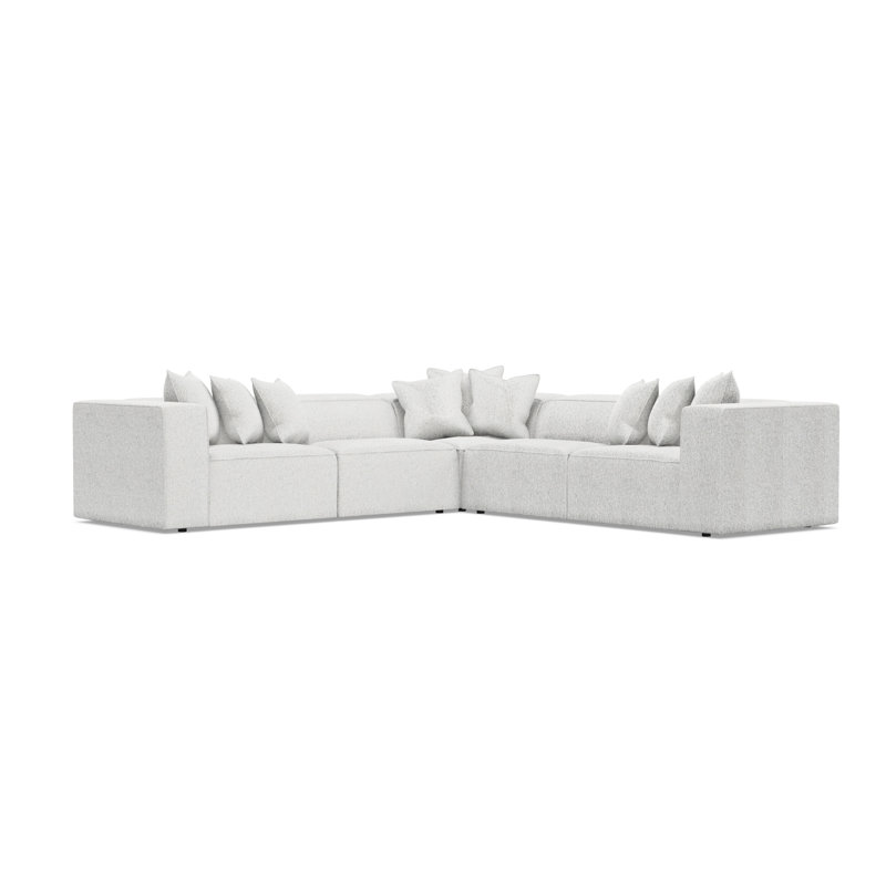 Bliss Sectional, White Polyester, 28" H x 123.5" W x 123.5" D