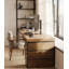 Bureau rectangulaire à 3 tiroirs en noyer clair + bois massif noir + fer-109600669