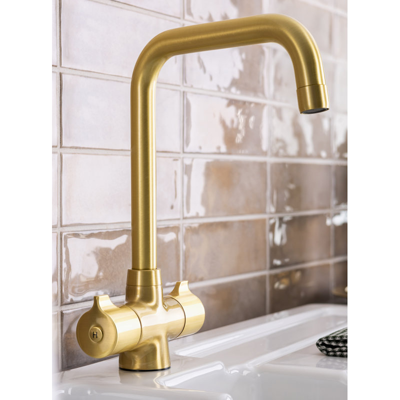 Abode Designs Crescendo Kitchen Faucet, Brushed Brass