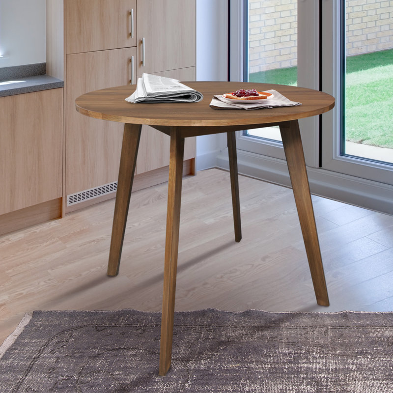 Stacie Round Solid Wood Dining Table, Walnut