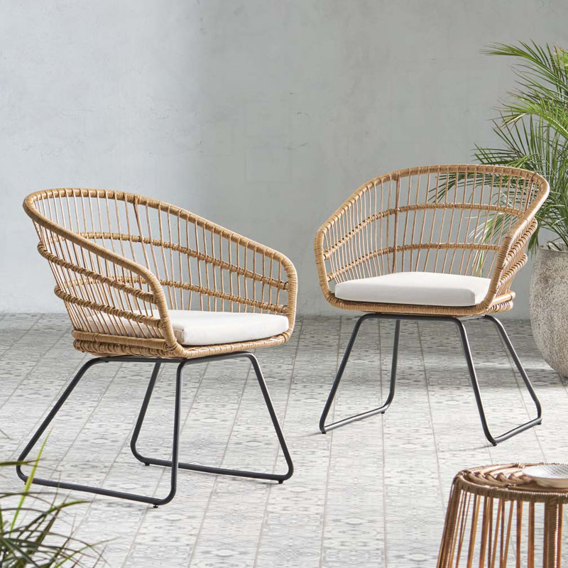 Outdoor Patio Chair, Beige, Light Brown