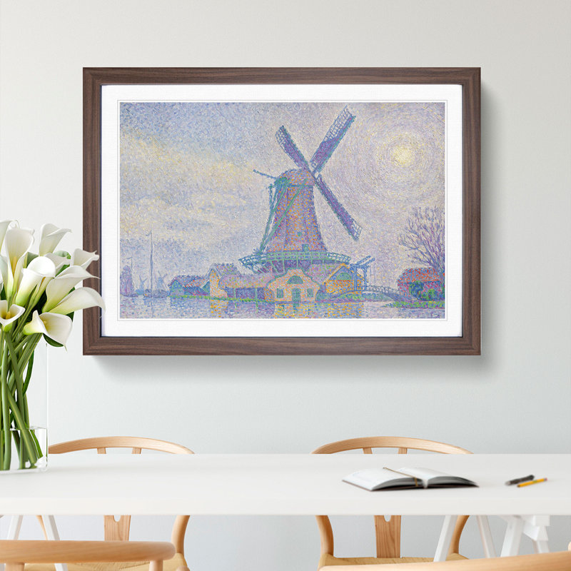 Moulin Dedam by Paul Signac - Picture Frame Painting, Walnut Framed, 48cm H x 65cm W x 2cm D