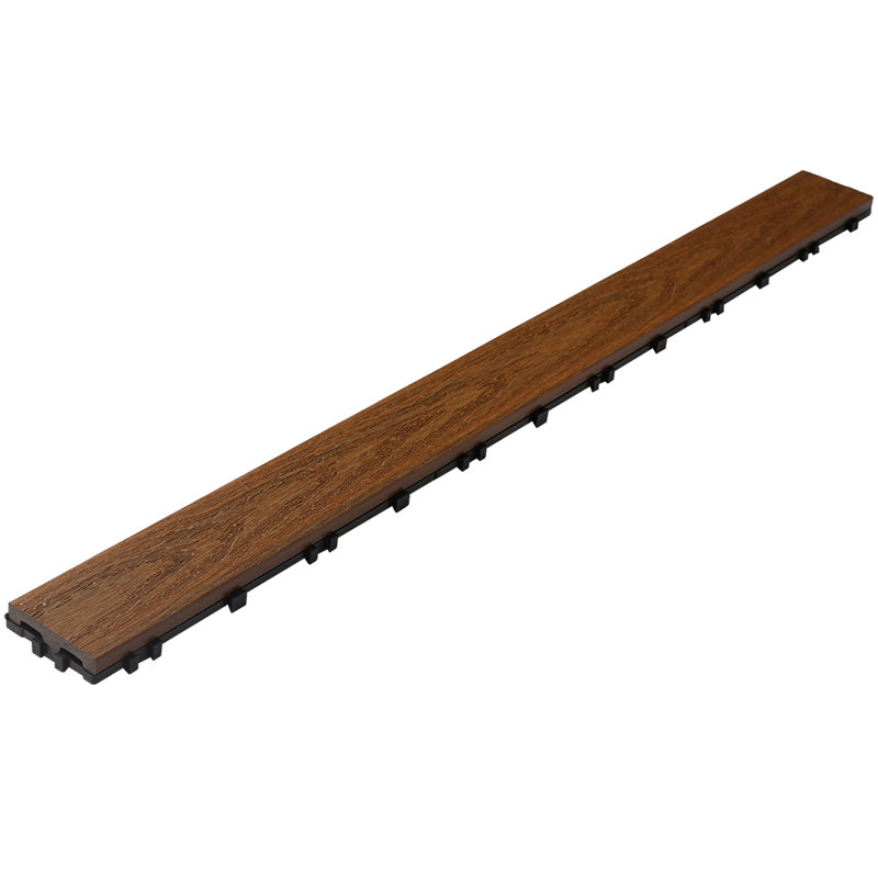 36'' L x 3'' W Composite Interlocking Deck Plank, Peruvian Teak
