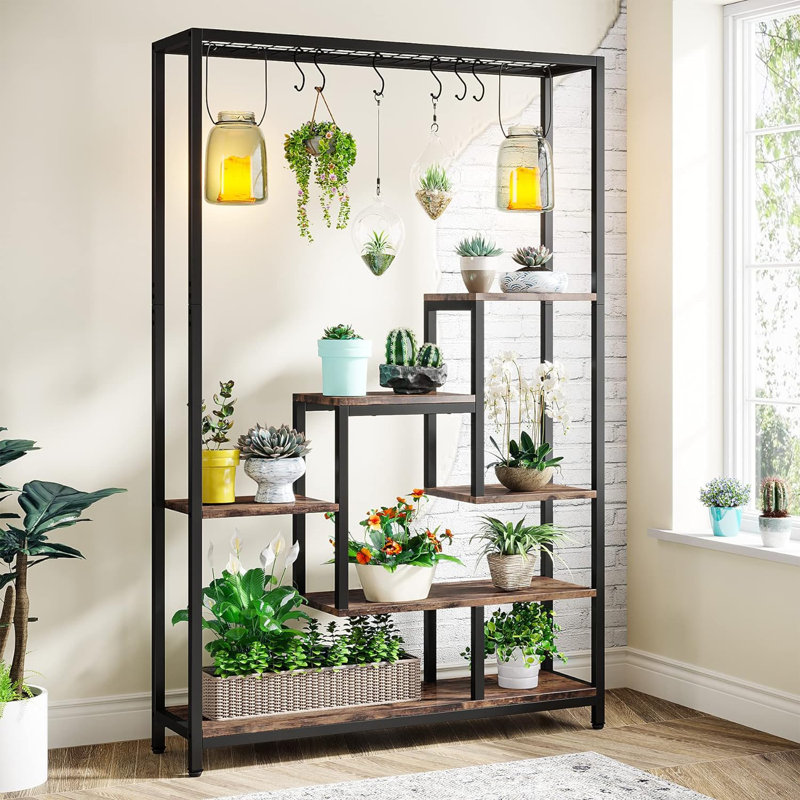 Rectangular Multi-Tiered Plant Stand, Brown