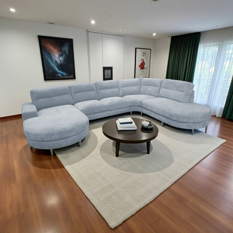 6 Seater Corner Sofa , Right Hand Facing, Blue