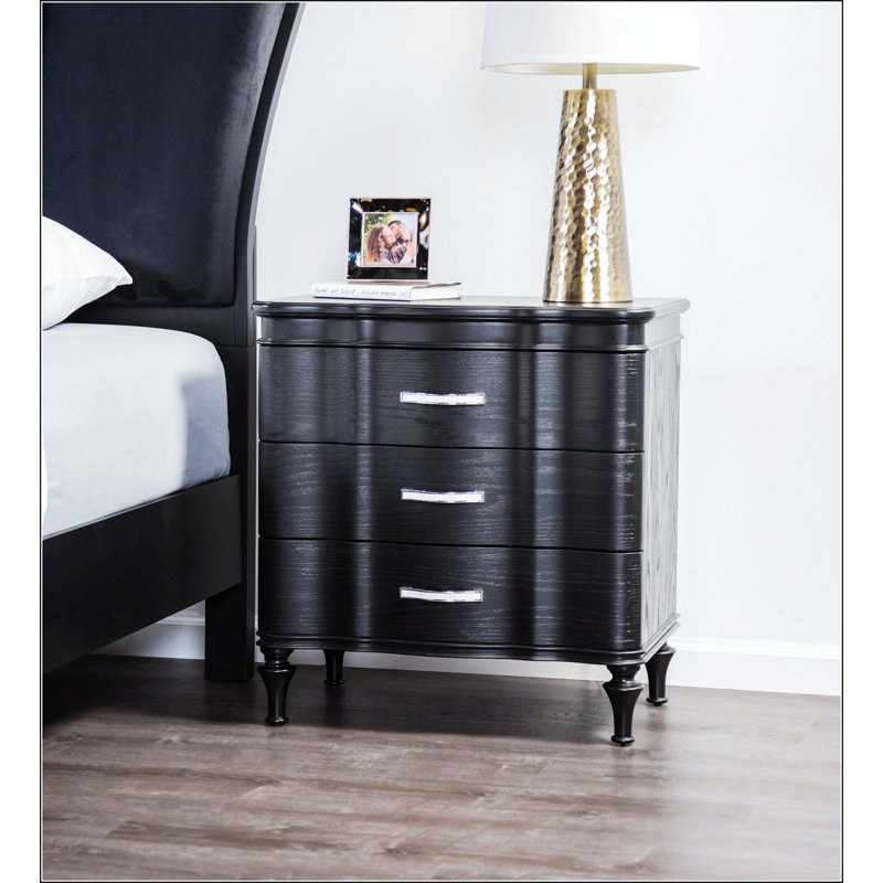 Table de chevet moderne et élégante Glam, Noir
