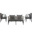 Confortable sièges d'extérieur en fer - 4 personnes, patio, pelouse, coussins moelleux au bord de la piscine et table pratique polyvalente en 4 pour les chaises de jardin rembourrées-735714984