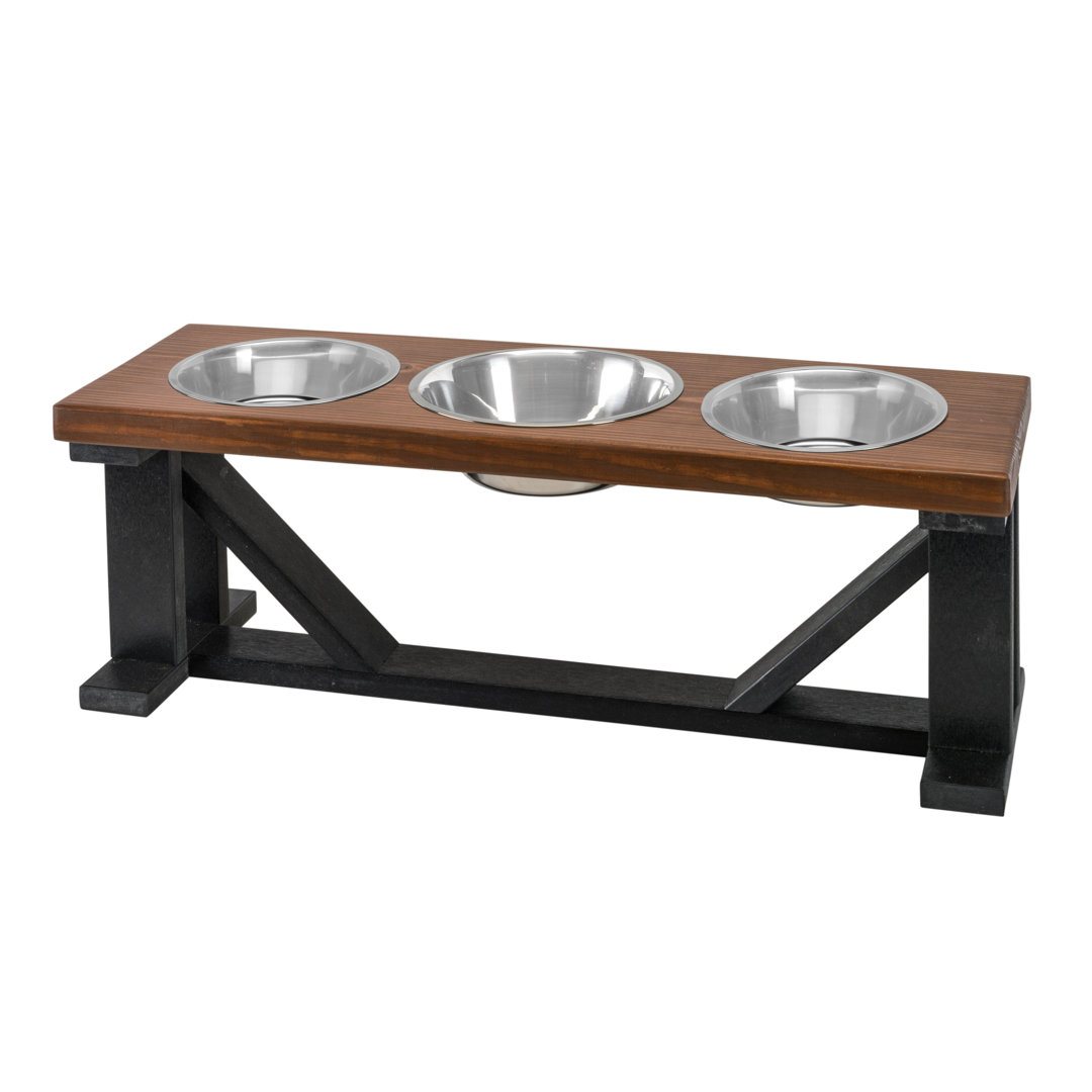 11 Cups Elevated Feeder Bearwood Essentials Color: Black/Chestnut Overall Height: 12"