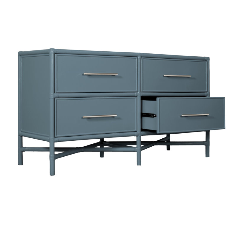 Silas Bedroom Set, Regatta Blue, 4 Pcs: Dresser, Headboard, 2 Nightstands, Twin