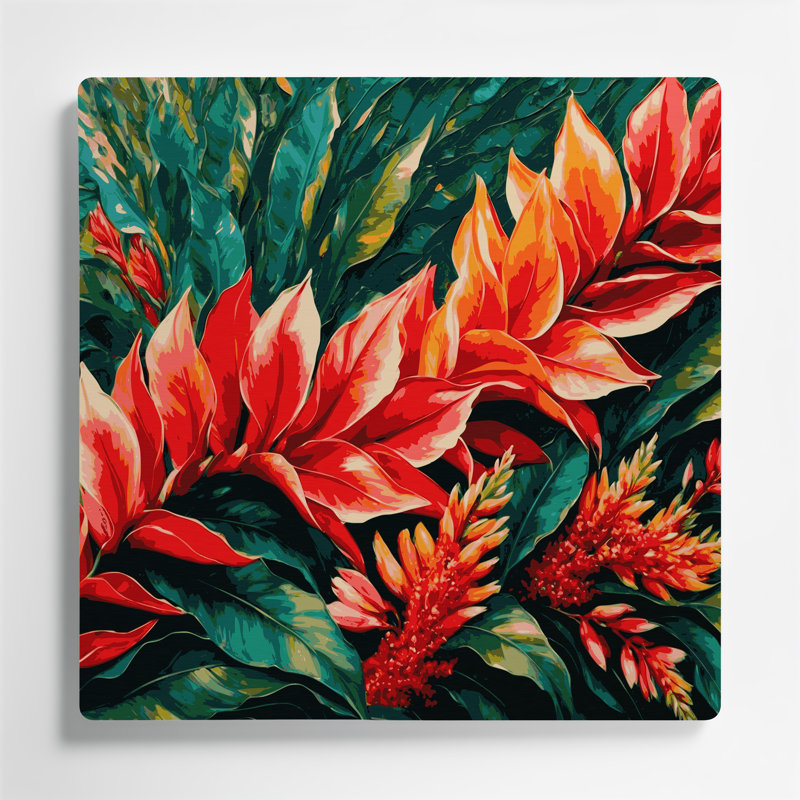 «Hawaiian Heliconia», art mural en métal vert
