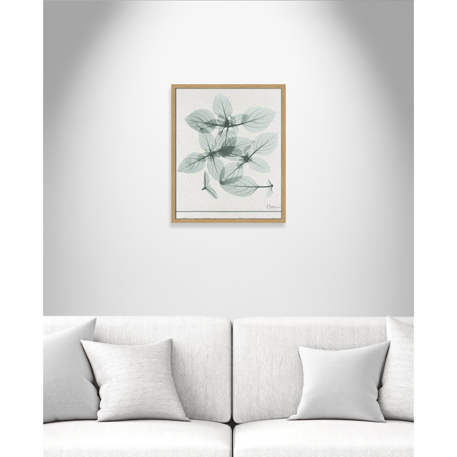 Jeanette "Basil Ocimum Basilicum" Painting, 25.5" H x 21.5" W x 1.25" D, Natural Framed Paper
