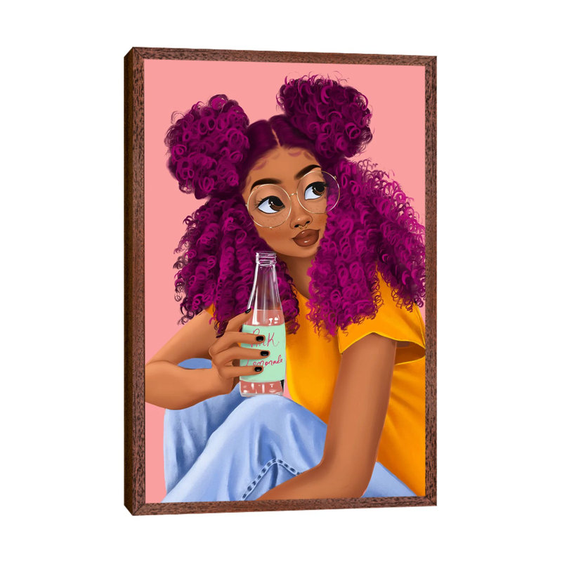 Drink by Princess Karibo - Print on Canvas, 101.6 cm H x 66.04 cm W, Brown Framed