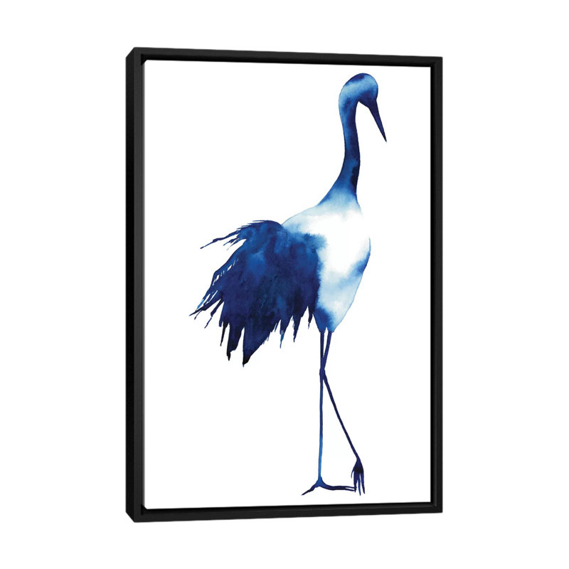 «Ink Drop Crane I», reproduction d'art sur toile, Toile avec cadre noir, Pas de tapis, H 26 po x l 18 po x P 1,5 po