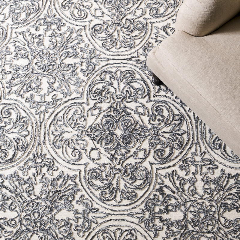Msr Trace Hand Tufted Wool; Cotton With Latex Damask Rug, Runner 2'3" x 8'