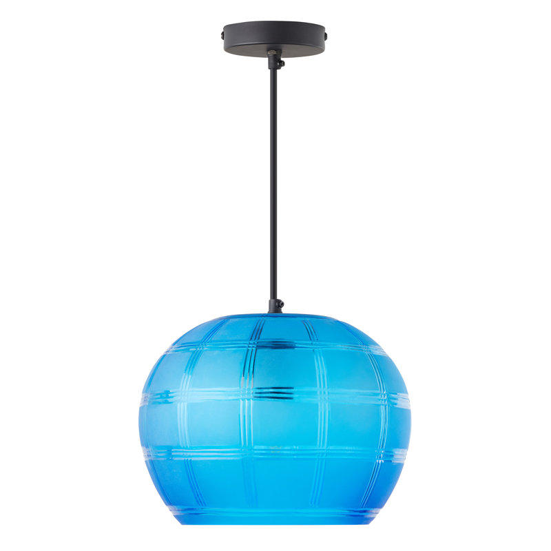 Luminaire suspendu en verre soufflé à la main 11,75 po de style moderne bleu Conner - Latitude Run®