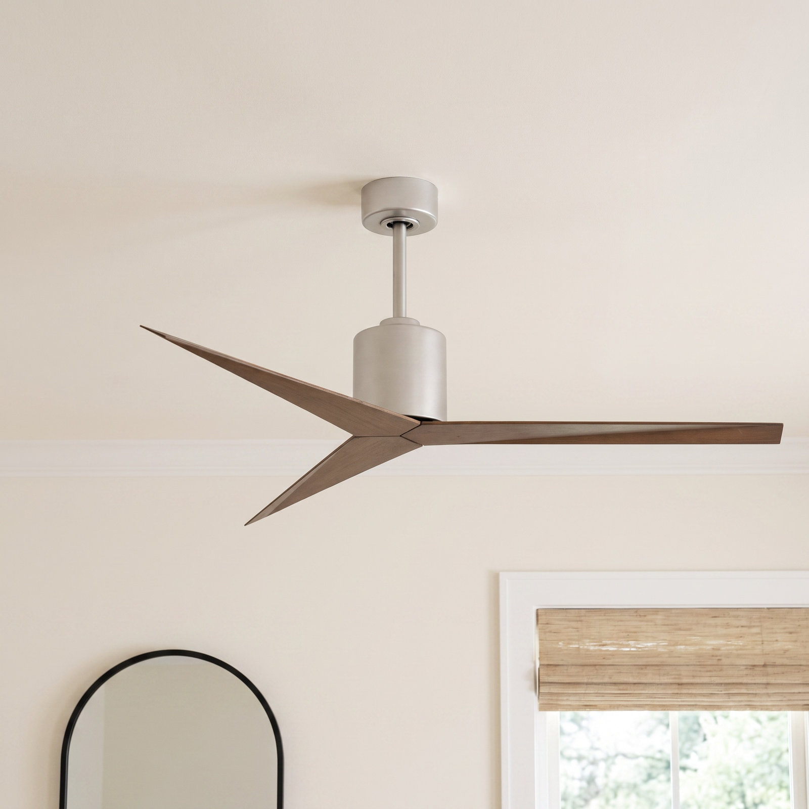 56'' 3 Blade Ceiling Fan, Brushed Nickel, Gray Ash Tone