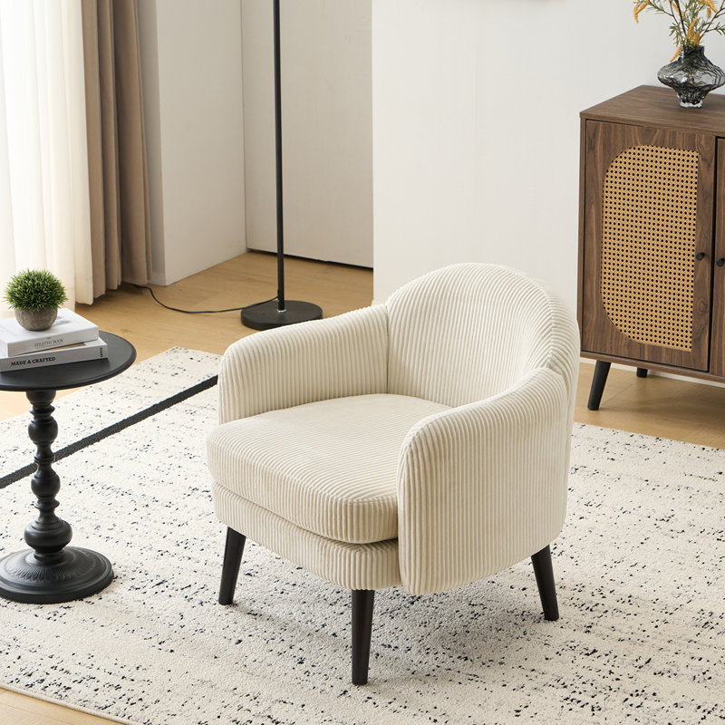 Living Room Corduroy Armchair, White Corduroy