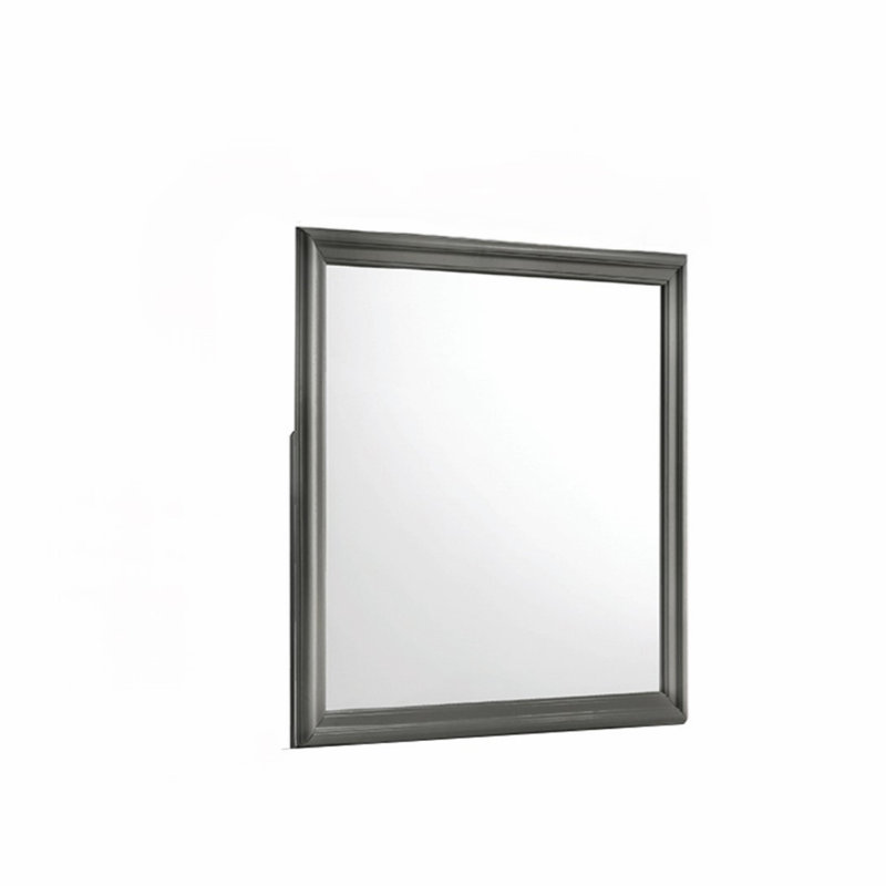 Miroir de style moderne Blaze en bois gris métallique (seulement miroir), Gris métallisé