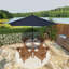Parasol de marché octogonal en aluminium noir 9 pi avec manivelle et inclinaison en oléfine-88155926