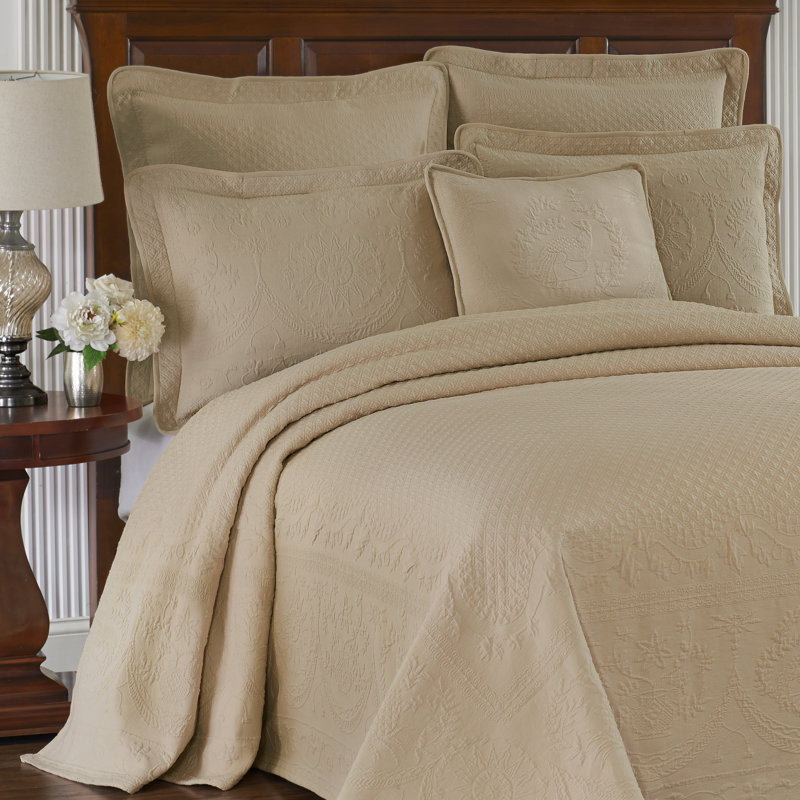 Historic Charleston King Charles Lightweight Cotton Matelasse Quilted Bedspread, Queen, Birch , Queen, Birch