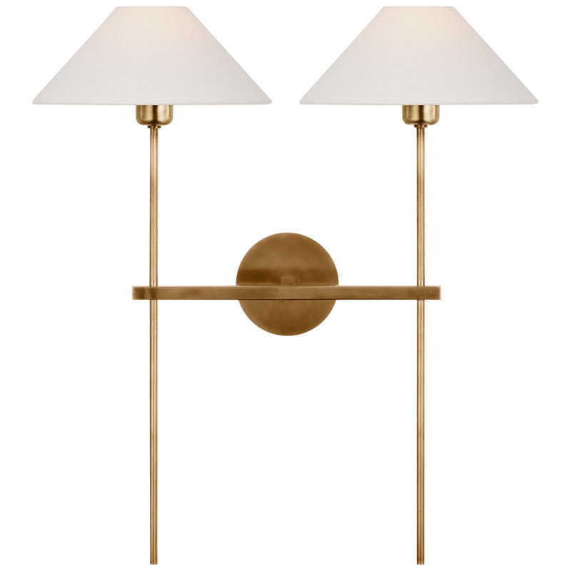 Hackney 2 - Light Candle Wall Light, Hand-Rubbed Antique Brass