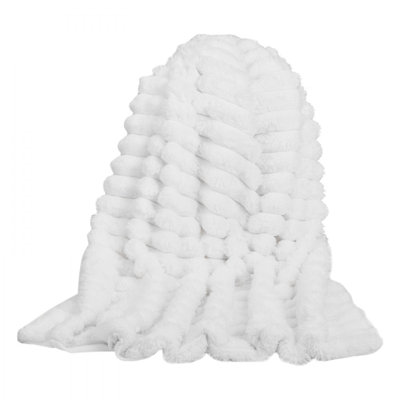 Plaid, 1270 x 1524 mm (50 x 60 pouces), jeté douillet en fausse fourrure, petit jeté mignon et moelleux, couverture légère et ultra douce pour le lit, le canapé ou la chambre, blanc, idéal pour le canapé
