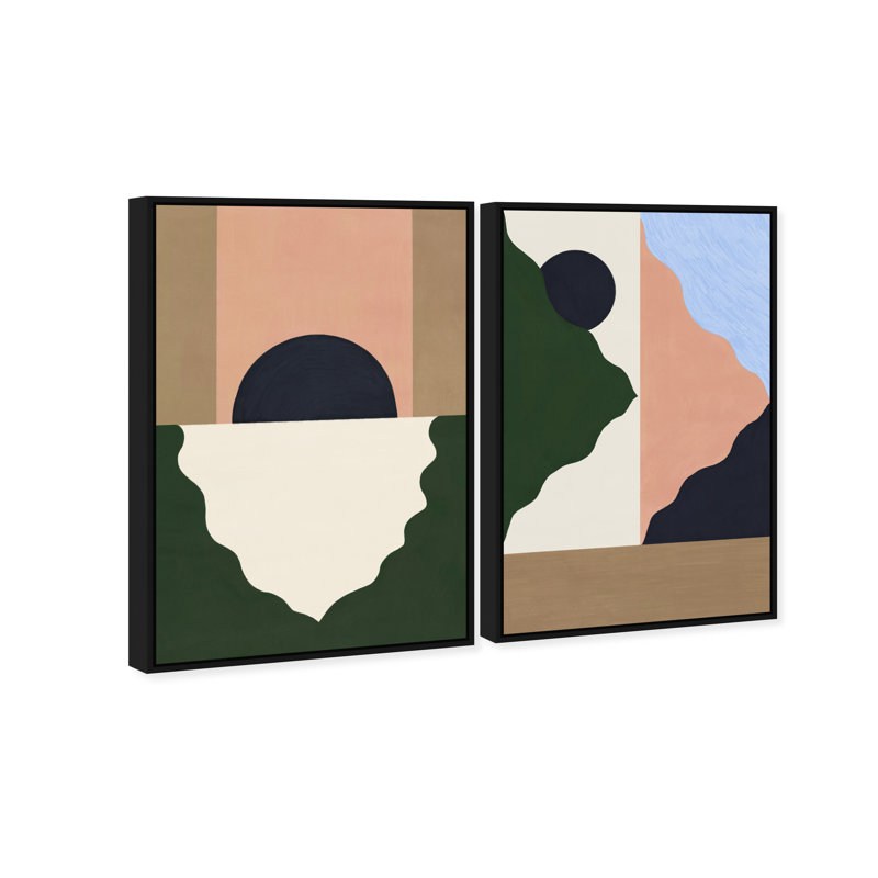 Pealing Abstracts Set Set by Oliver Gal, 21"H x 31"W, Black Floater Frame