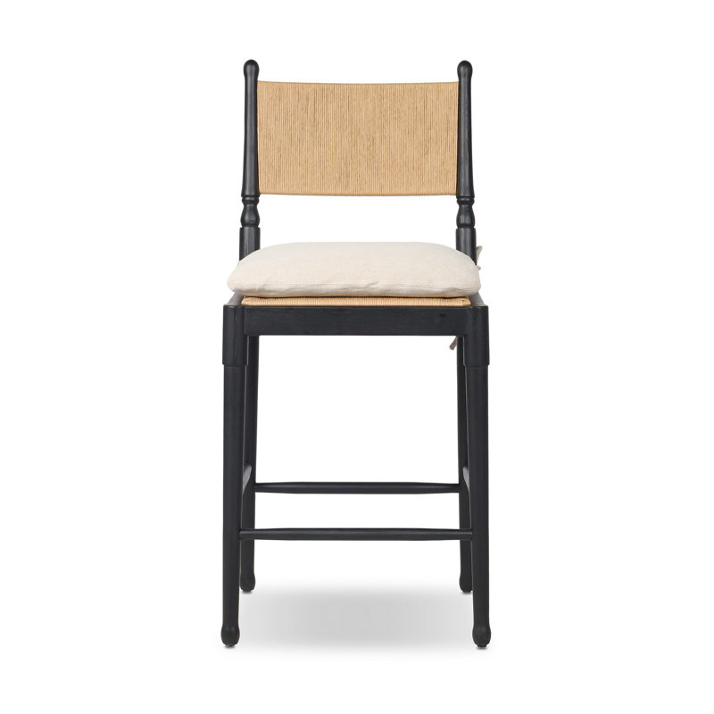 Fayth Stool with Cushion, Stained Black Ash Frame, Counter Stool (25.5” Seat Height)”
