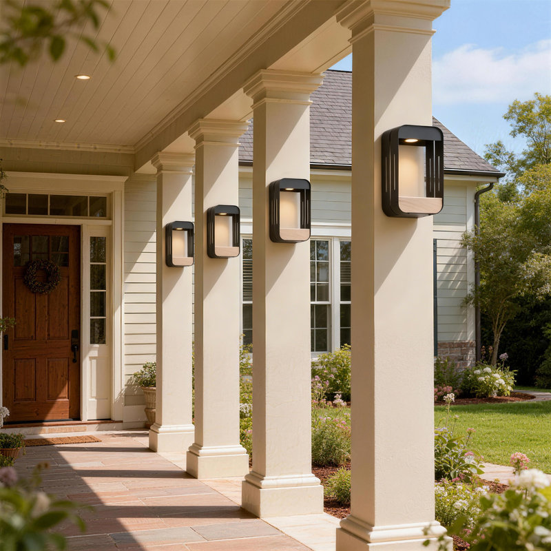 Metal Outdoor Walllight With Solar-Powered LED With Dusk To Dawn(Set Of 4), 9.95" H x 6.45" W x 4.65" D, Black
