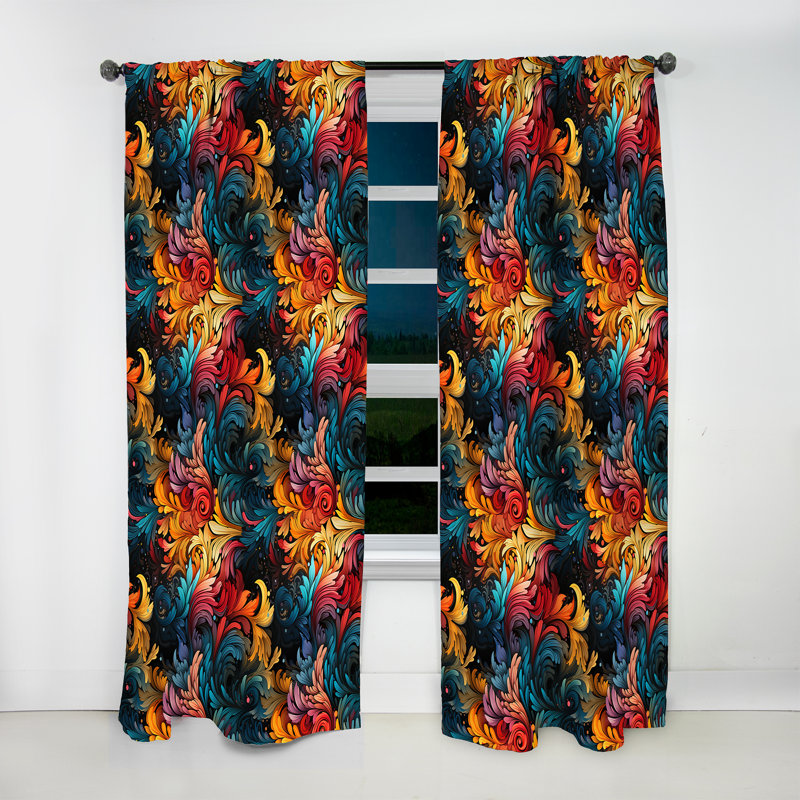 Artistic Whirls Paisley Motif IV - Rideau floral - Rideau floral obscurcissant - 1 panneau, L 52 po x L 63 po
