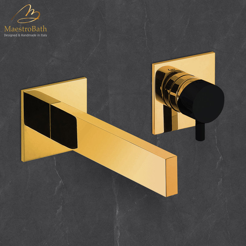 Caso Wall Mounted Bathroom Faucet, Polished Gold