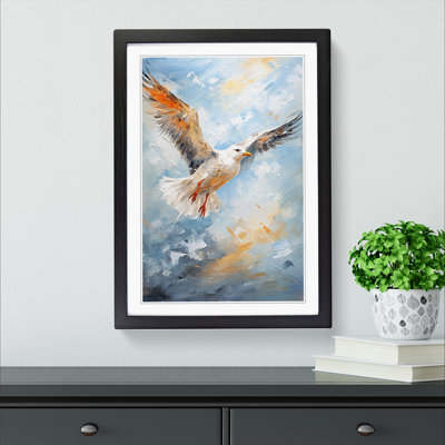 Seagull Gestural No.2 - Single Picture Frame Print on Wood