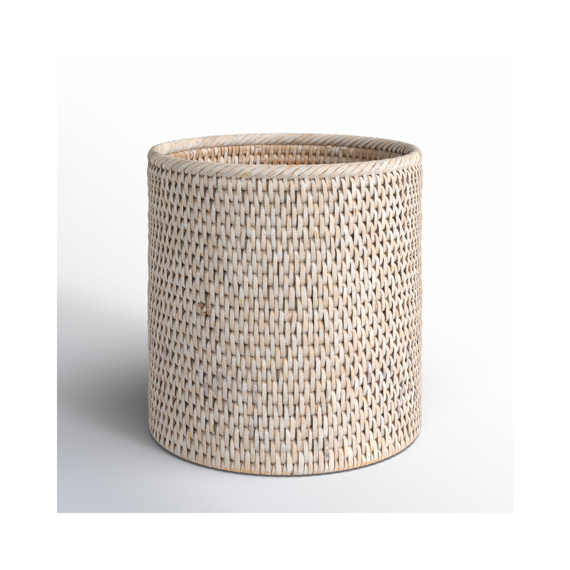 Rael 1.74 gal. Wicker Open Waste Basket , White Wash