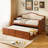 Twin Daybed With Trundle, Twin Size Daybed With 2 Storage Drawers, Wooden Sofa Bed With Upholstered Button Tufted Backrest For Living Room, Bedroom, Guest Room,Walnut-1159169975