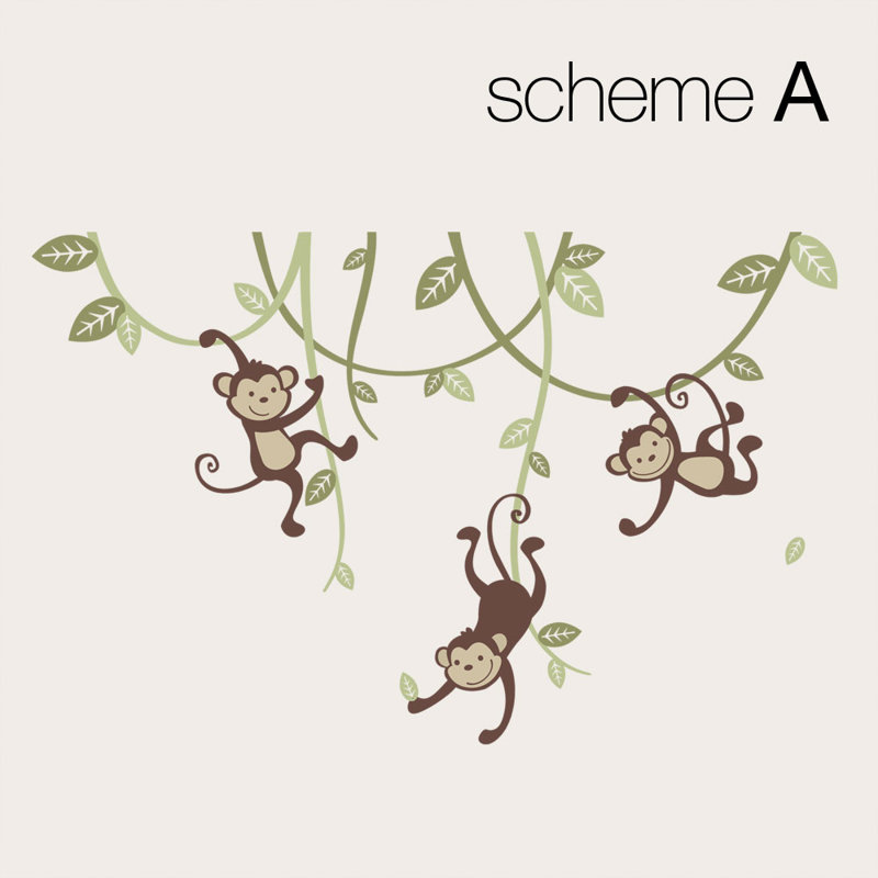 Adhésif décoratif «3 Monkies», Vert clair / vert sauge