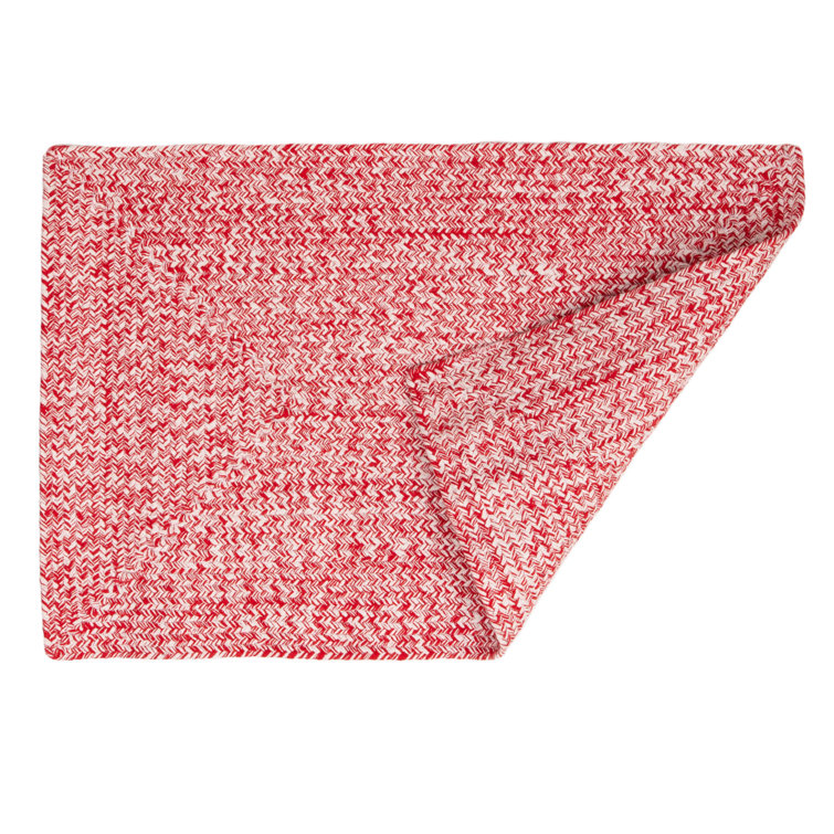 Etherton Farmhouse Braided Cotton Red/White Area Rug