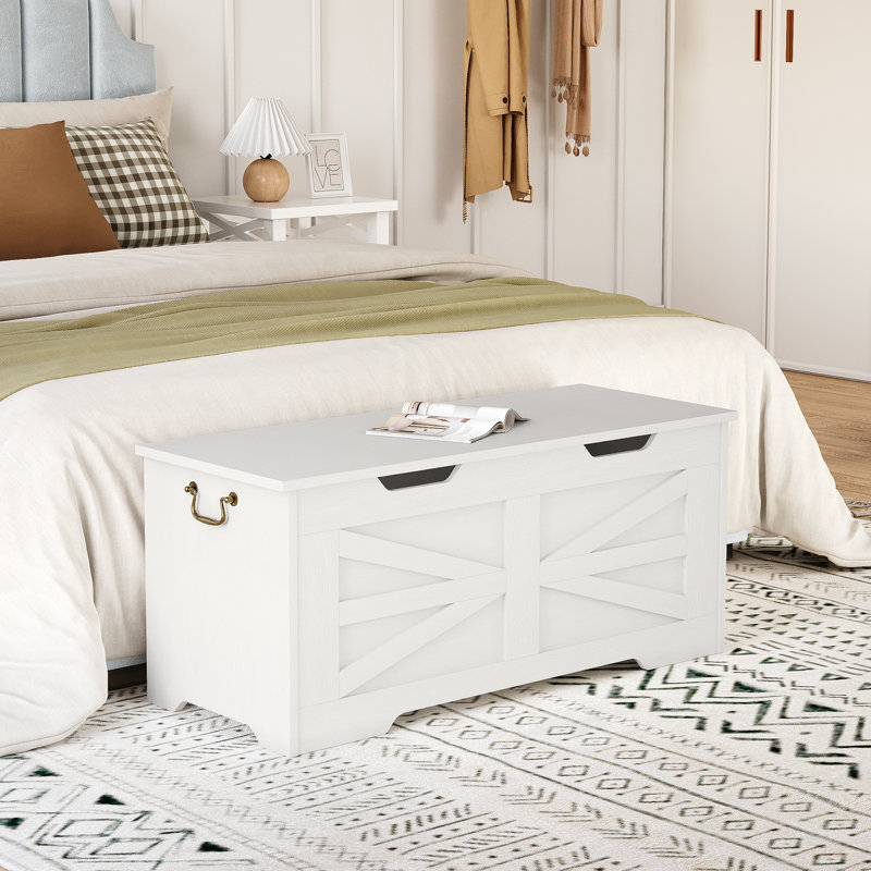 Storage Chest, Wooden Storage Bench with Safety Hinge, Retro Blanket Storage Trunk for Entryway, Living Room, Supports 350 lb