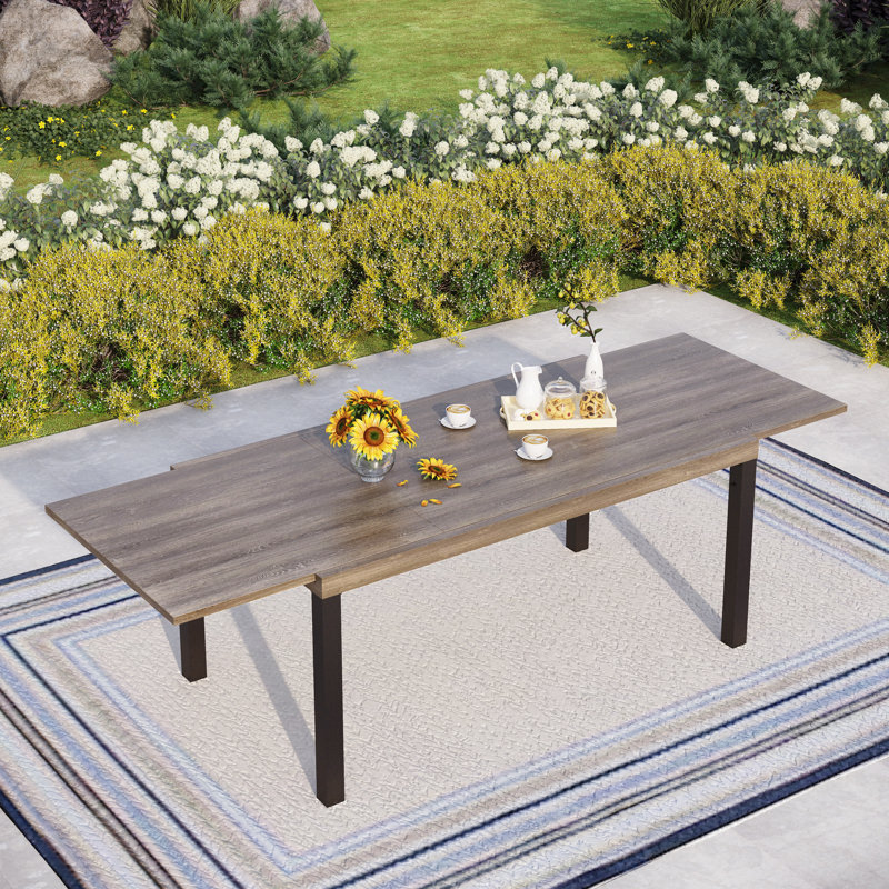 Romio Rectangular Metal Extendable Outdoor Dining Table , 64'' in. W 35'' in. D