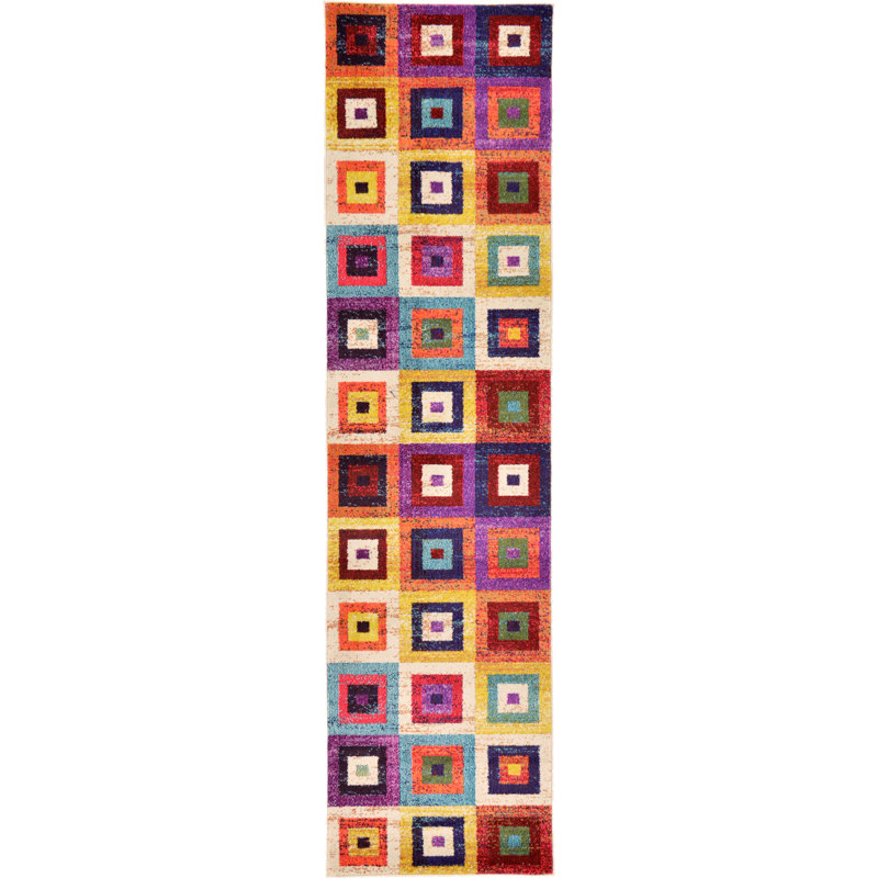 Jesusa Washable Geometric Indoor Rug, Runner 2'7" x 10'