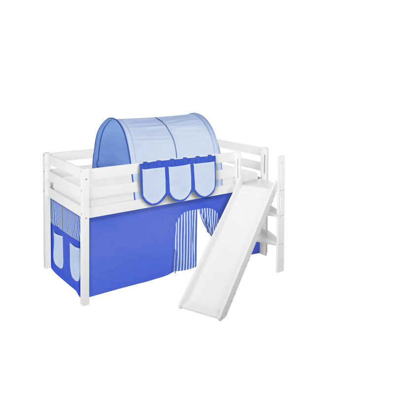 Jelle Mid Sleeper Bed with Curtain, Blue, Single (3')